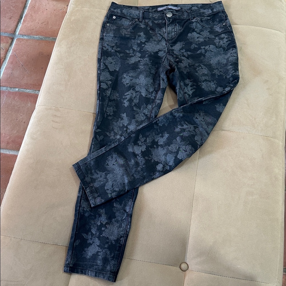 Nicole Benisti Black Floral Jeans sz 6